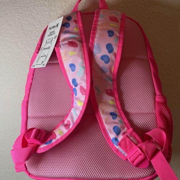 Hurley Girls Backpack And Lunch bag Set  Pink Seashells NWT Retail $40 - Picture 2 of 6